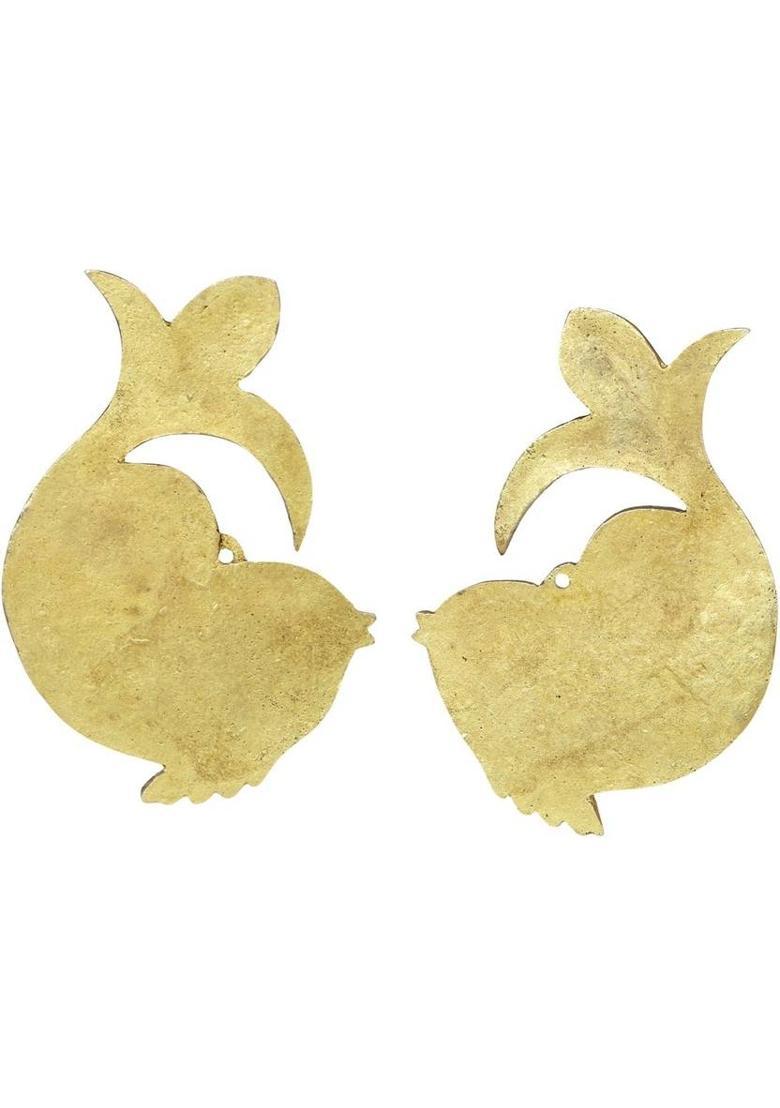 utsavicraft Traditional Majestic Pair of Shubh Labh On Fish Wall Hang Decorative Showpiece - 15 cm&nbsp;&nbsp;(Brass, Gold) - Indya