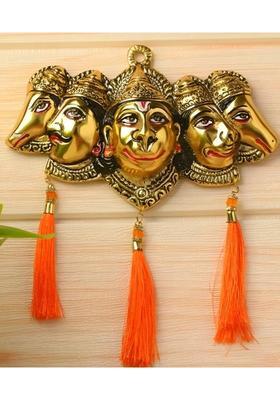 LAXA Vastu Santi Panchmukhi Hanuman Ji Idol Wall Hanging Decorative Showpiece - 19 cm&nbsp;&nbsp;(Metal, Gold)