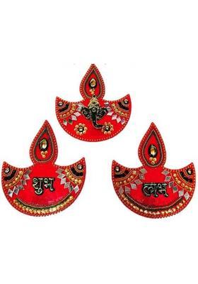 PAPU G DESIGNER SHUBH-LABH TO STICK ON WALL FOR HOME DECOR FOR FESTIVALES Decorative Showpiece - 13 cm&nbsp;&nbsp;(Plastic, Red)