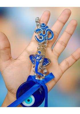 sculpmart Evil Eye Hanging with Om & Ganesh Design for Home Entrance & Pooja Room Decor Decorative Showpiece - 17 cm&nbsp;&nbsp;(Metal, Blue)