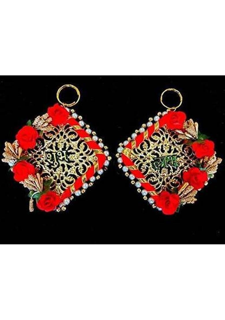 Hastshilip Beautiful Shubh-Labh Wall Hanging,Diwali Decoration Pack of 2&nbsp;&nbsp;(Red) - Indya