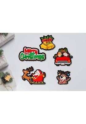 Home Delight Merry Christmas Wooden Fridge Magnets Ideal for Home Decor & Christmas Decor&nbsp;&nbsp;(31 inch X 12 inch, Red, Yellow, Green)