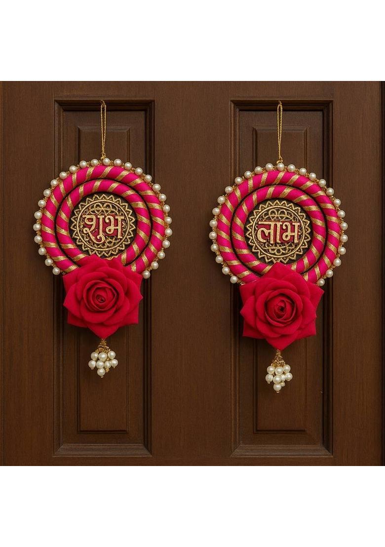 Sketchfab Handcrafted Shubh Labh Hanging Toran for Door Diwali Pooja Room Decoration Pack of 2&nbsp;&nbsp;(4 inch X 3.5 inch, Multicolor) - Indya