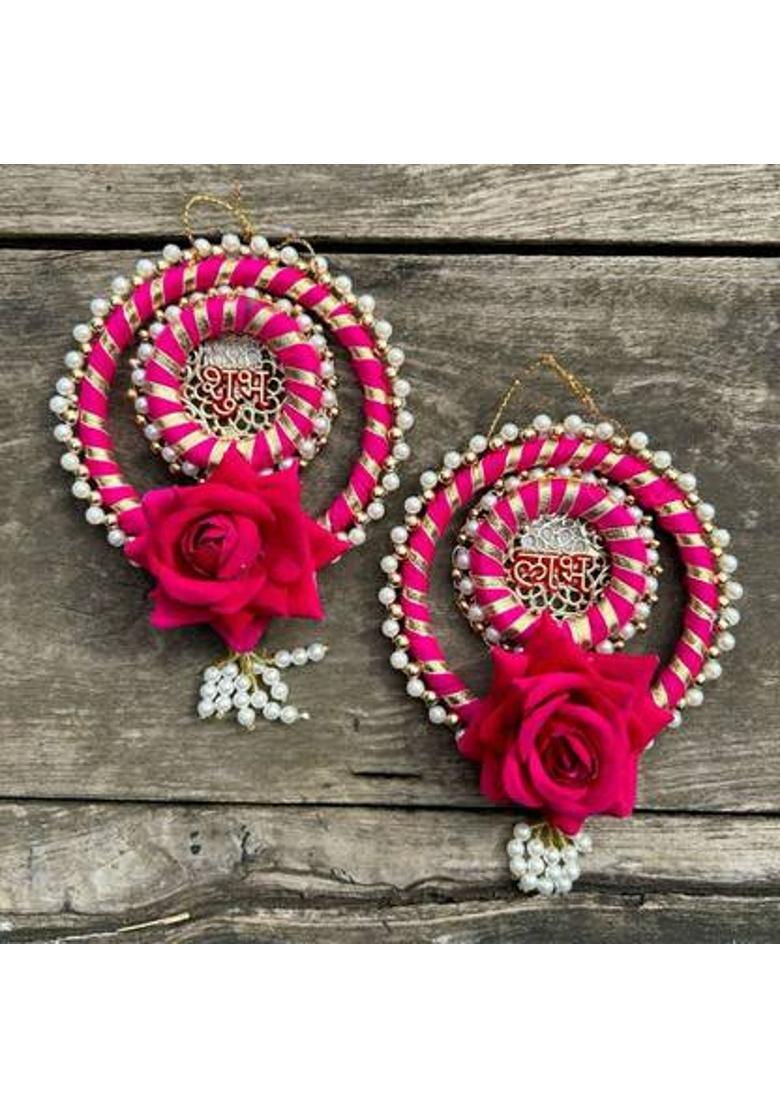 Sketchfab Handcrafted Shubh Labh Hanging Toran for Door Diwali Pooja Room Decoration Pack of 2&nbsp;&nbsp;(4 inch X 3.5 inch, Multicolor) - Indya