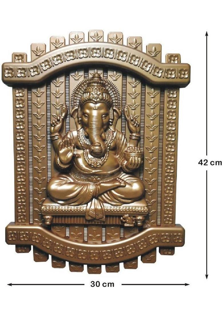 WINSOME COLLECTION Ganesha Ganesh Ganpati Wall Hanging Decor Art Sculpture for Home Office Hotel Entrance Decorative Showpiece - 42 cm&nbsp;&nbsp;(Fiber, Copper) - Indya