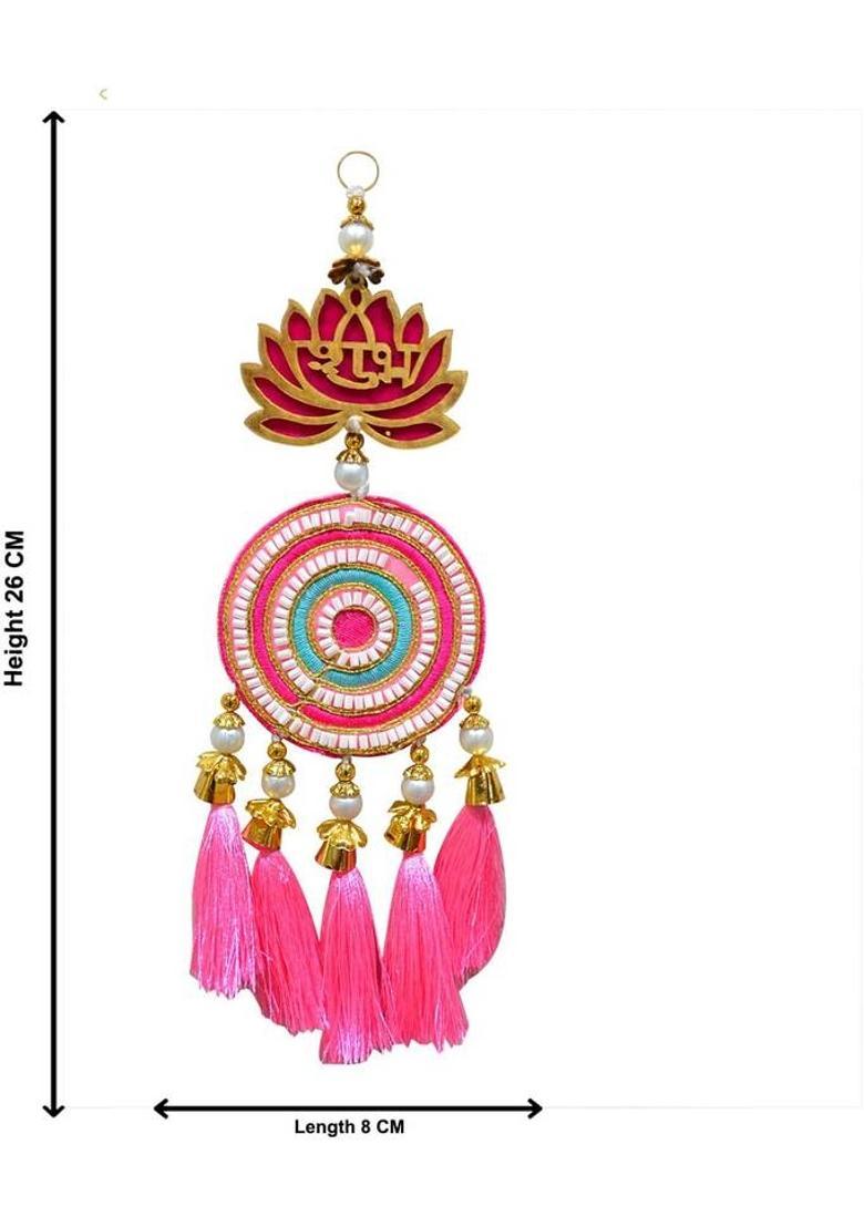 Patel Handicrafts Shubh Labh Hanging for Main Door Entrance, Diwali Decoration for Home&nbsp;&nbsp;(Pink) - Indya