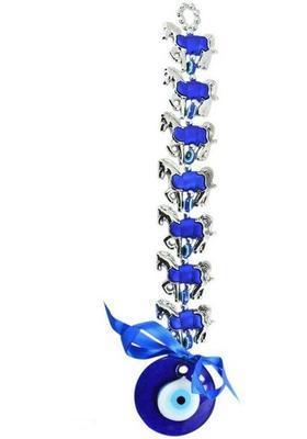 Ripe India Seven Horse Evil Eye Hanging For Good Luck And Prosperity Decorative Showpiece - 24 cm&nbsp;&nbsp;(Glass, Blue)