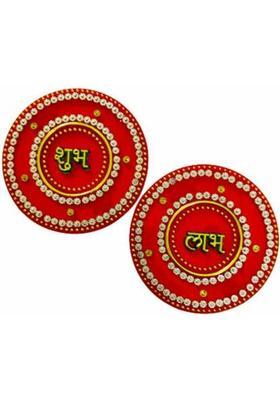 Dms Retail Acrylic Handcrafted Decorative Shubh Labh Sticker for Door Hanging Wall Decoration Diwali Decoration A Hindu Symbol Big Size 4X4 Inches&nbsp;&nbsp;(Mulricolor)