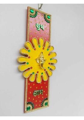 Nilanchal Handicrafts 1 Wooden Handmade Kites Shaped Shubh Labh Wall/Door Hanging Decorative Showpiece Decorative Showpiece - 5 cm&nbsp;&nbsp;(Wood, Red)