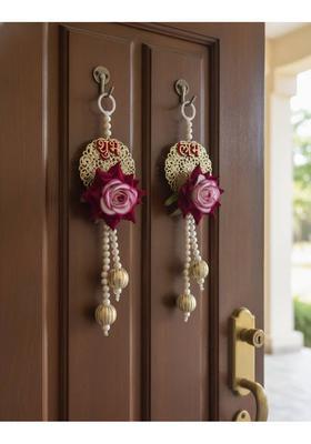Sohibe Stylish Shubh labh with Rose Flower Wall Hanging for Home Decor Pack of 2&nbsp;&nbsp;(Multicolor)
