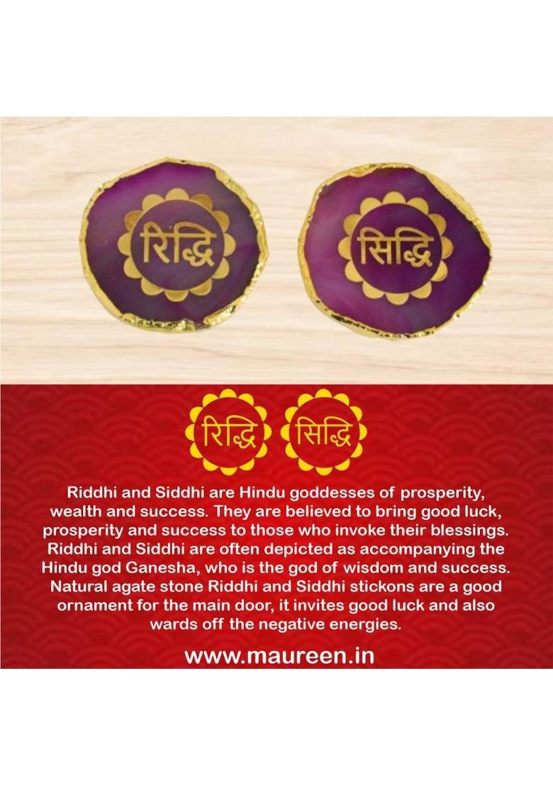 Maureen Natural Agate Door Riddhi Siddhi Stickons for Home Decor & Pooja Decorative Showpiece - 3.8 cm&nbsp;&nbsp;(Crystal, Pink) - Indya