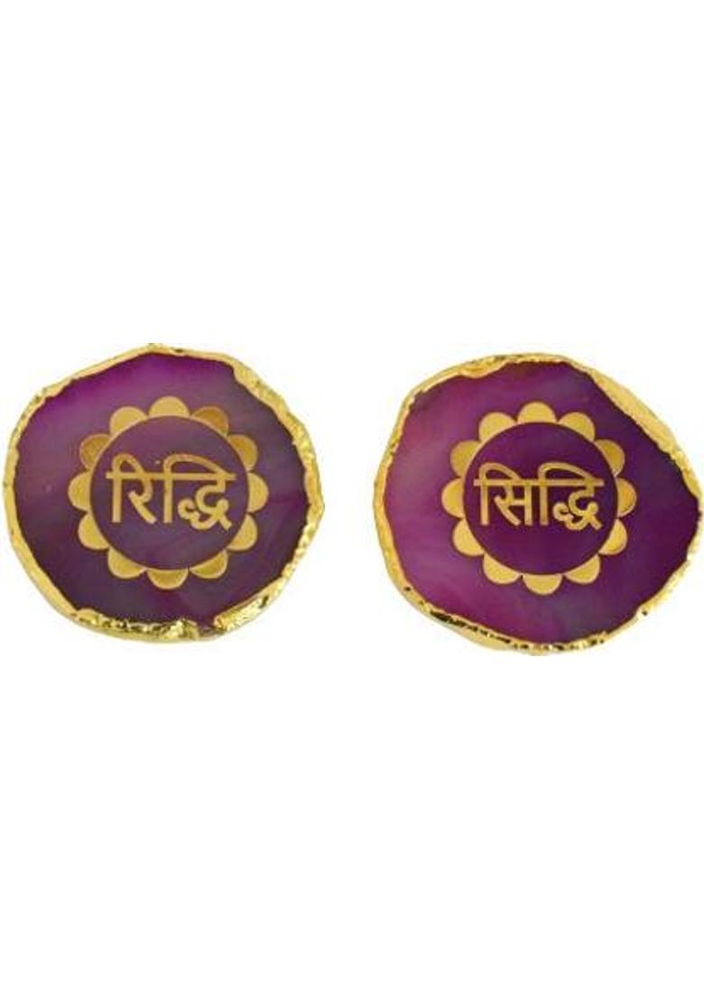 Maureen Natural Agate Door Riddhi Siddhi Stickons for Home Decor & Pooja Decorative Showpiece - 3.8 cm&nbsp;&nbsp;(Crystal, Pink) - Indya