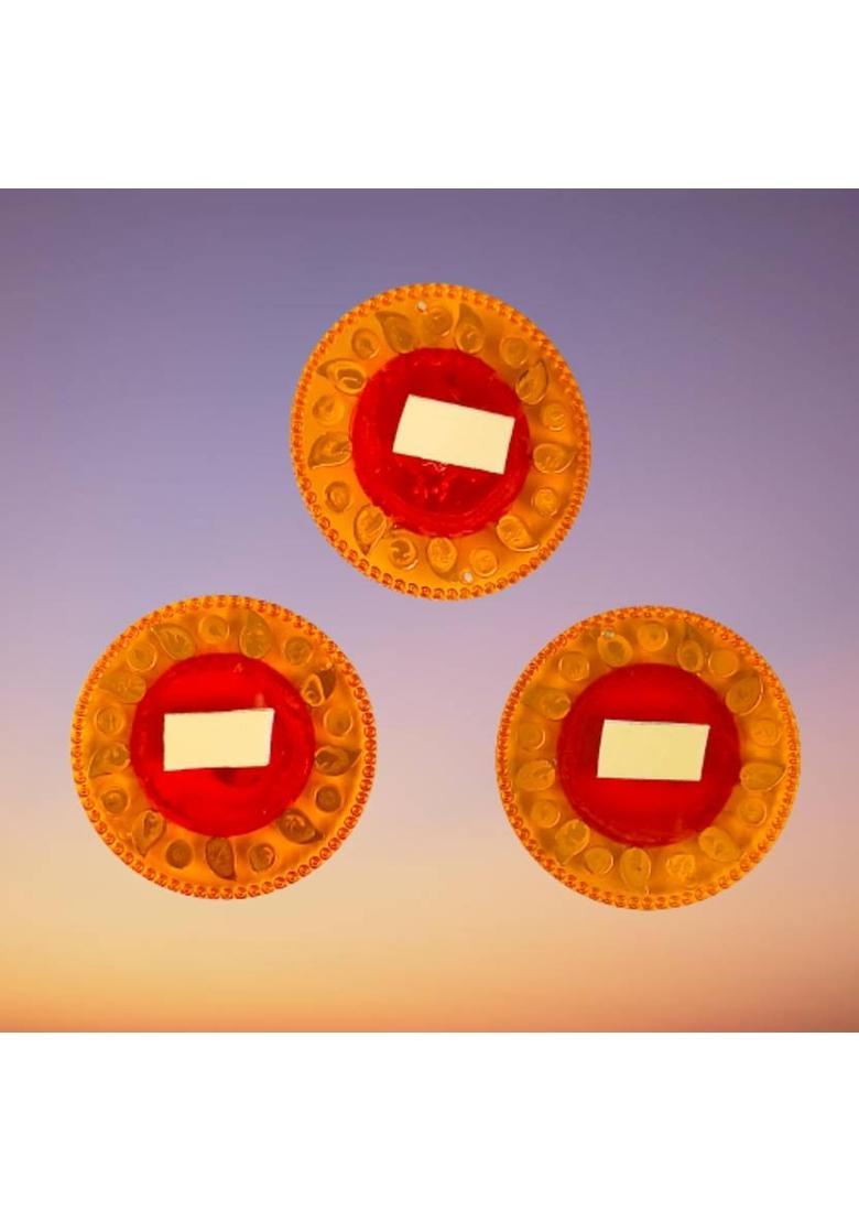 P A HEALTH AND FITNESS Latest Side Door/Wall Hanging Shubh-Labh-Ganesha Stickers for Decoration[3piece] Decorative Showpiece - 6.5 cm&nbsp;&nbsp;(Plastic, Multicolor) - Indya