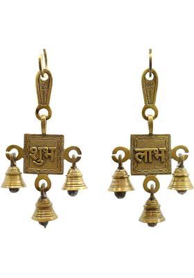 Dalvkot PujaNPujari Shubh Labh Hanging Bells Set of Brass for Home Decor Decorative Showpiece - 15 cm&nbsp;&nbsp;(Brass, Gold)