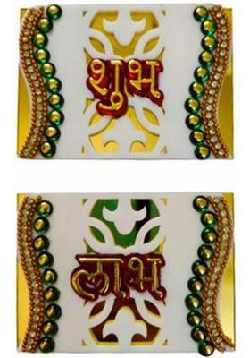 Avanti Creation Acrylic Handcrafted Decorative Shubh Labh Sticker for Door Hanging Wall Decoration Diwali Decoration A Hindu Symbol Pack of 2&nbsp;&nbsp;(Mulricolor)