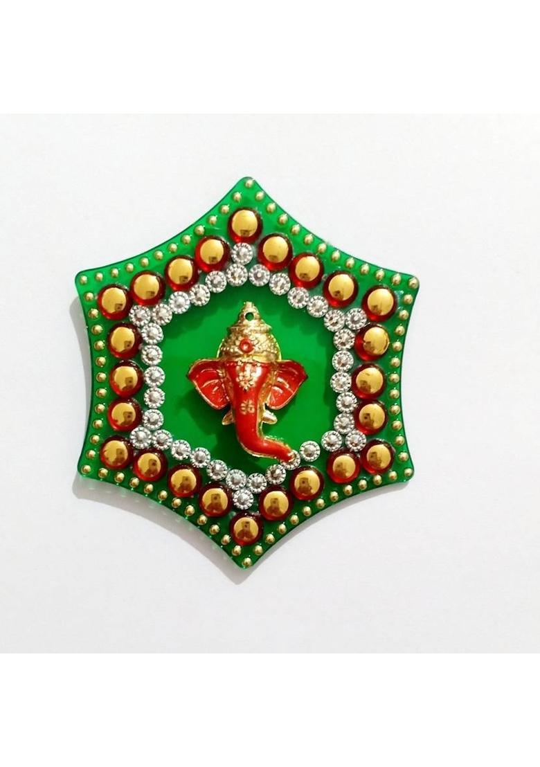 P A HEALTH AND FITNESS P.A.Decorative Acralic Shubh Labh Ganesha Stickers for Main Door/Wall Hanging. Pack of 3&nbsp;&nbsp;(9 inch X 7 inch, Multicolor) - Indya