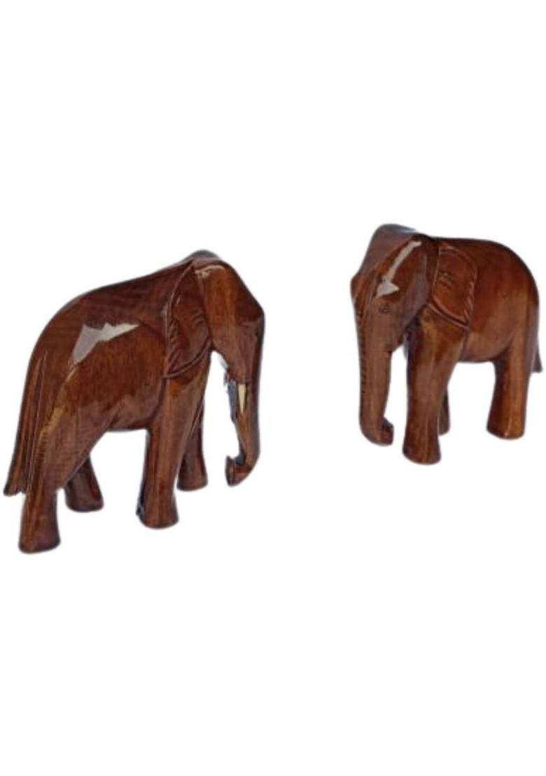 MAMPI ENTERPRISE Elephant Showpiece Decorative Showpiece - 9 cm&nbsp;&nbsp;(Wood, Brown) - Indya