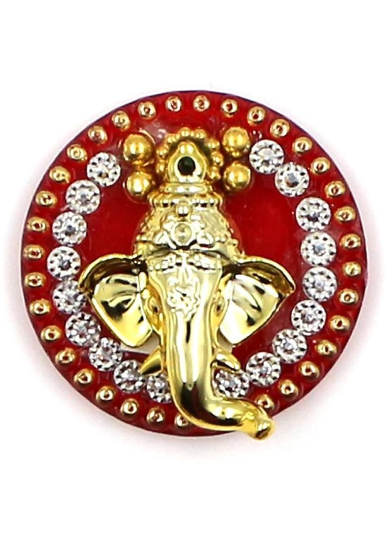 Macsen Acrylic Round Design Shubh Labh and Ganesh Sticker, for Door and Wall Decoration, Diwali Decor Set - 3 Piece (Set of 1) Decorative Showpiece - 4 cm&nbsp;&nbsp;(Plastic, Multicolor) - Indya