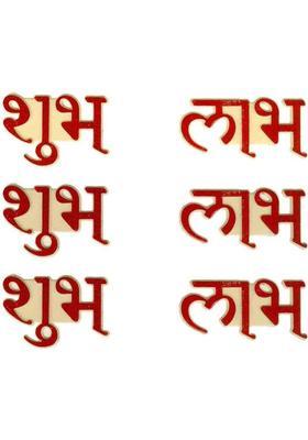 SK Craft Acrylic Shubh Labh Sticker with Swastik Sticker for Wall Decoration, Shubh Labh Door Decoration for Diwali Decoration-Pack of 3 Set Pack of 6&nbsp;&nbsp;(Multicolor)