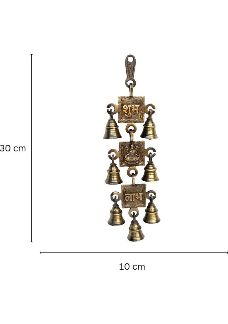 aakrati Shubh Laxmi Labh Brass Bell Decorative Showpiece - 30 cm&nbsp;&nbsp;(Brass, Multicolor) - Indya