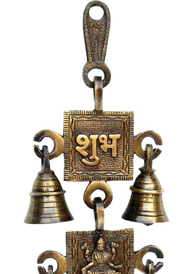 aakrati Shubh Laxmi Labh Brass Bell Decorative Showpiece - 30 cm&nbsp;&nbsp;(Brass, Multicolor) - Indya
