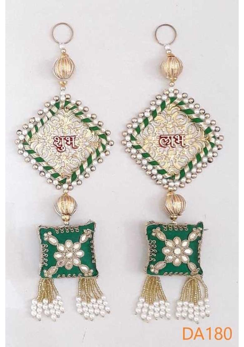 CTW CTW Shubh Labh Door Hanging for Diwali Wall Hangings for Home Decoration. Decorative Showpiece - 18 cm&nbsp;&nbsp;(Fabric, Red) - Indya