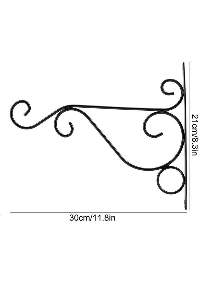 IRONGREENWORLD Set of 6 Wrought Iron Wall Brackets 30×21 cm Hanging Hooks Decorative Showpiece - 21 cm&nbsp;&nbsp;(Metal, Black) - Indya