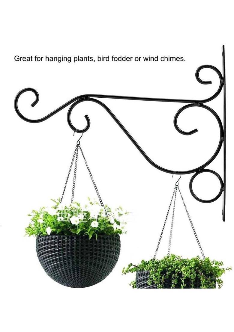 IRONGREENWORLD Set of 6 Wrought Iron Wall Brackets 30×21 cm Hanging Hooks Decorative Showpiece - 21 cm&nbsp;&nbsp;(Metal, Black) - Indya