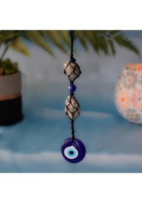 Japam Nazar Rakshak Hanging Charm with Evil Eye and Pyrite stone Decorative Showpiece - 3 cm&nbsp;&nbsp;(Resin, Blue)