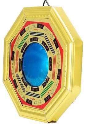 Trishakti Feng Shui Bagua Pakua Mirror Convex Mirror for Vastu Positive Energy Wall Door Hanging Decor Protection (12 * 12) cm Decorative Showpiece - 12 cm&nbsp;&nbsp;(Plastic, Multicolor)