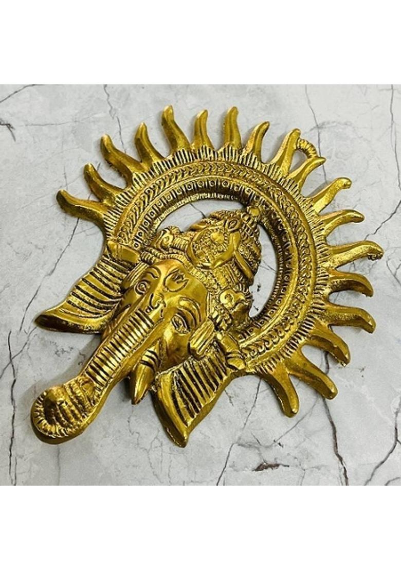 craft Creation Wall Hanging Kiran Ganesh Showpiece Decorative Showpiece - 1 cm&nbsp;&nbsp;(Aluminium, Gold) - Indya