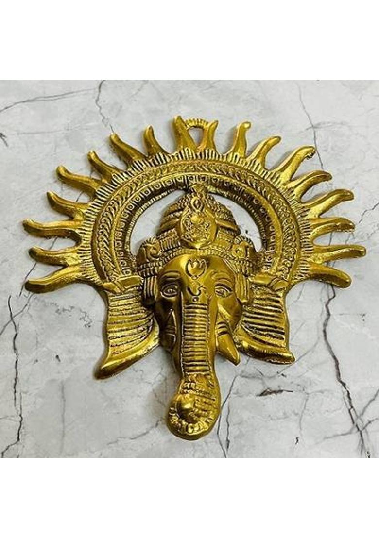 craft Creation Wall Hanging Kiran Ganesh Showpiece Decorative Showpiece - 1 cm&nbsp;&nbsp;(Aluminium, Gold) - Indya