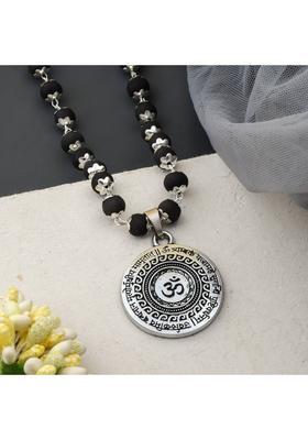 Om MahaMritayunjay Karungali Mala Silver Plated Brass Chain Set