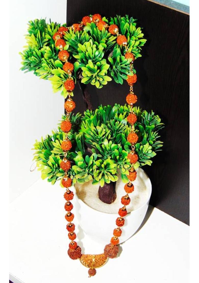 1-EK Mukhi Nepali Rudraksha Mala Beads Gold-plated Plated Brass Chain - Indya