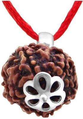 EndlessFashion Original 5 Mukhi Rudraksha Five Face Rudraksha Metal Cap Bead Wood Pendant