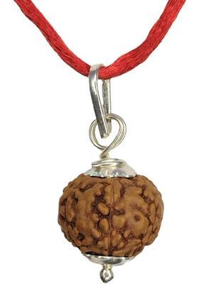 jupiter speaks 7 Mukhi Indonesian Rudraksha Pendant Lab Certified Natural Brown Bead 15-17 mm Sterling Silver Wood Pendant