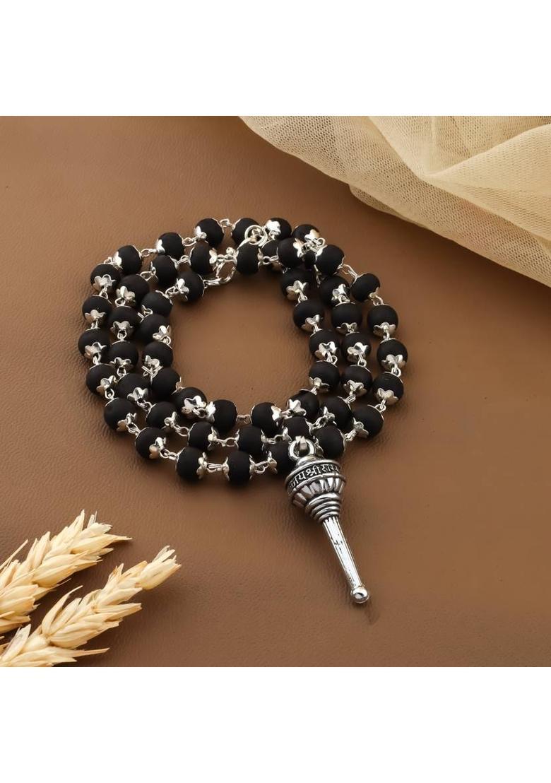 Ram Gada Karungali Mala Silver Plated Brass Chain Set - Indya