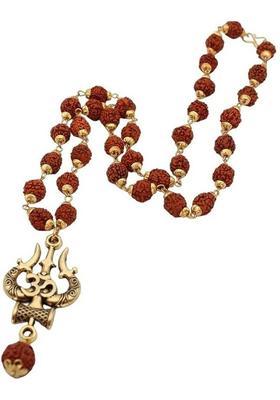 Mahakal Locket with Trishul Damru Pendant, Spiritual Shiva Rhodium Plated Rudraksha Chain