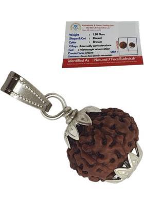 HAPPY CREATION Satmukhi 7 Mukhi Rudraksha Original Original 7 Face Saat Mukhee Rudraksha Silver Wood Locket Set