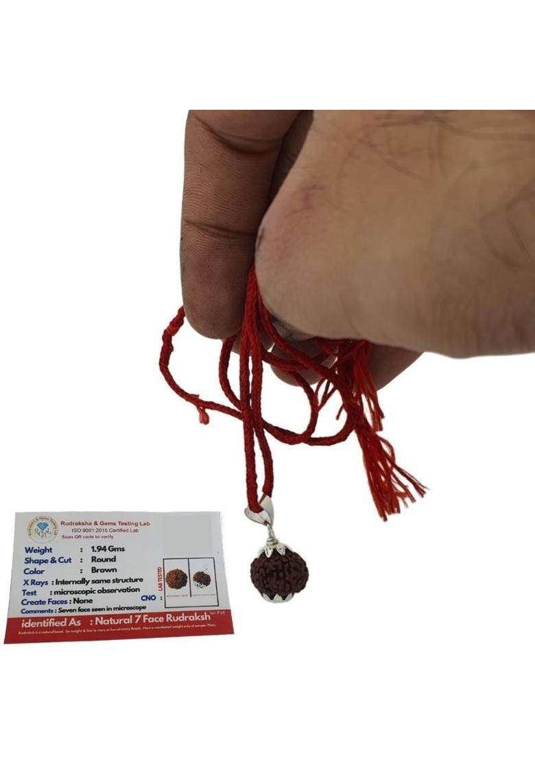 HAPPY CREATION Satmukhi 7 Mukhi Rudraksha Original Original 7 Face Saat Mukhee Rudraksha Silver Wood Locket Set - Indya