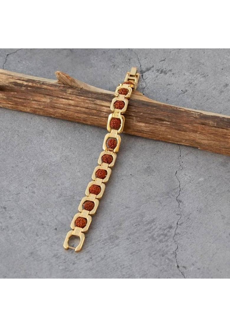 Rudraksha, Stainless Steel Gold-plated Bracelet - Indya