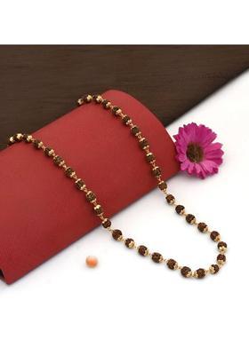 Natural Real 7mm Rudraksha Beads with Micro Gold Plated Flower Cap Gold-plated Plated Brass, Rudraksha Chain