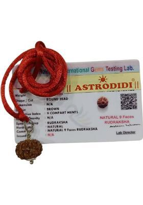 Astrodidi Nine Mukhi / 9 Face Rudraksha Original Nau Mukhee Rudraksha Lab Certified Silver Wood Pendant