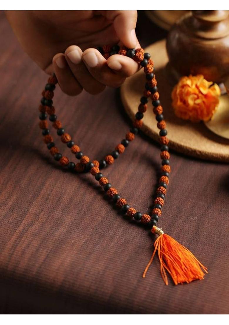 Divya Shakti Rudraksha Karungali Mala - 108+1 Beads Wood Necklace - Indya