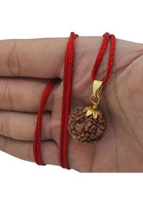 Rudra gems Jewellery 100% Original Five Face Rudraksha (5 Mukhi Rudraksh) Lab Certified For Unisex Gold-plated Beads Brass, Wood Locket