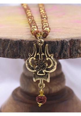 Gold-Plated Om Shiva G Rudraksha Mala | 54 Beads | 5 Mukhi Rudraksha Gold-plated Plated Brass Necklace