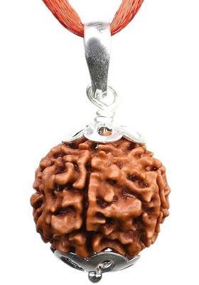 Beautum 5 Mukhi Rudraksha Five Face Rudraksha Original Nepali Bead With Metal Capped Wood Pendant