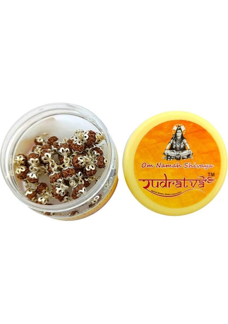 Premium 5 Mukhi German Silver Rudraksha Mala| 54+1 Beads Lab Certified Rudraksha Necklace - Indya