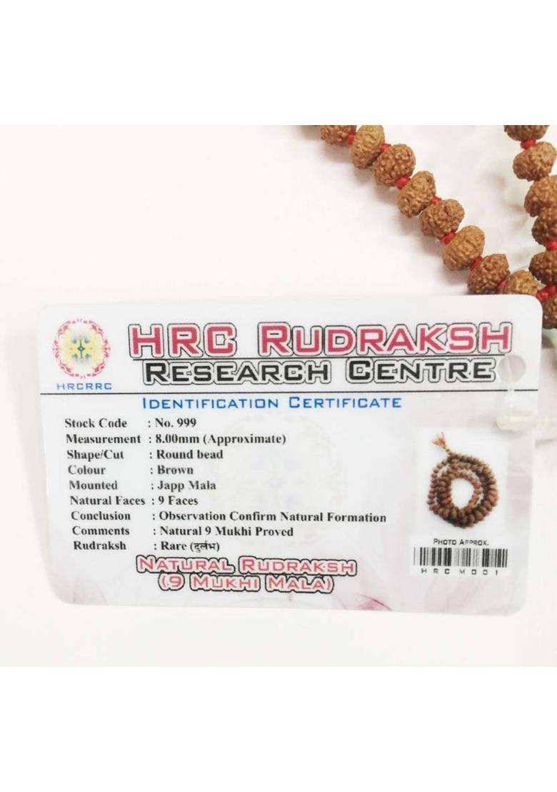 9 MUKHI RUDRAKSHA MALA 8mm Wood Necklace - Indya