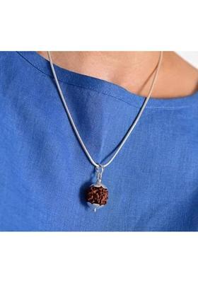 Rudra gems Jewellery Nepali 5 Mukhi Rudraksha Five Face Rudraksha Metal Capped Wood Pendant
